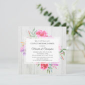 カップルズシャワー水彩ウッドデ素朴コパージュ 招待状 (スタンド正面)