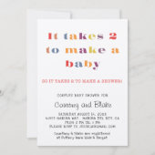 カップルズベビーシャワー招待状ベージュ色 招待状 (正面)