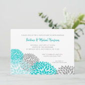 カップルズベビーシャワー招待状、ターコイズグレー 招待状 (スタンド正面)