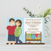 カップルズベビーシャワー招待状for a boy 招待状 (スタンド正面)