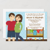 カップルズベビーシャワー招待状for a boy 招待状 (正面/裏面)