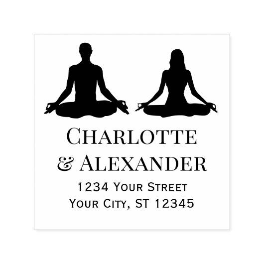 カップルズロータスヨガポーズナーズ差出人住所 セルフインキングスタンプ (デザイン)