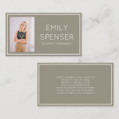 カップルセラピスト心理学者ベージュグレ縁どー 名刺 (正面/裏面)