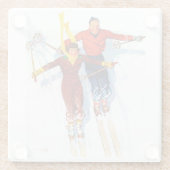 カップルダウンヒルスキー ガラスコースター (裏面)