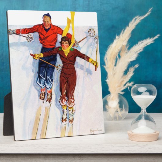 カップルダウンヒルスキー フォトプラーク (側面)