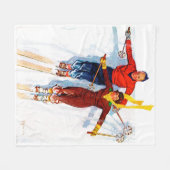 カップルダウンヒルスキー フリースブランケット (正面(横))