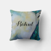 カップルネームピーコックフェザー クッション (裏面)