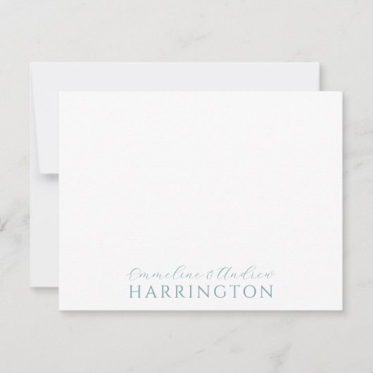 カップルネーム結婚ズモノグラムパステルブルーグリーン ノートカード (正面)