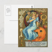 カップルハロウィーンのカボチャのちょうちんカボチャのリンゴ ポストカード (正面/裏面)