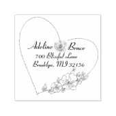 カップルハートと花差出人住所ゴム セルフインキングスタンプ (デザイン)