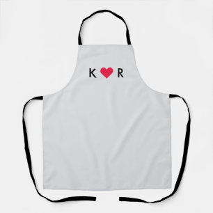 カップルハートイニシャル Love モダン Valentine エプロン
