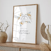 カップルハートシェイプ手フローララインアート ポスター