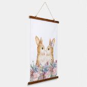 カップルバニーフラワーウッドランド子供部屋デコール 吊り下げ型タペストリー (傾斜あり)