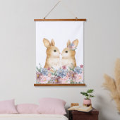 カップルバニーフラワーウッドランド子供部屋デコール 吊り下げ型タペストリー (寝室)