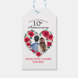 カップルバラ水彩10周年結婚を迎える ギフトタグ