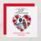 カップルバラ水彩10周年結婚を迎える サンキューカード (正面/裏面)