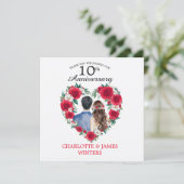 カップルバラ水彩10周年結婚を迎える サンキューカード (スタンド正面)