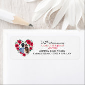 カップルバラ水彩10周年結婚を迎える ラベル (インサイチュ)