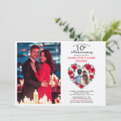 カップルバラ水彩10周年結婚を迎える 招待状 (スタンド正面)