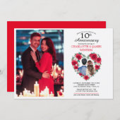 カップルバラ水彩10周年結婚を迎える 招待状 (正面/裏面)