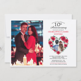 カップルバラ水彩10周年結婚を迎える 招待状