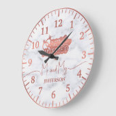 カップルバラ金ゴールド結婚たった今結婚しましたのギフトマーブル ラージ壁時計 (傾斜)