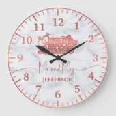 カップルバラ金ゴールド結婚たった今結婚しましたのギフトマーブル ラージ壁時計 (正面)