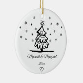 カップルパーソナライズされたが彼氏のクリスマスを命名 セラミックオーナメント (右)