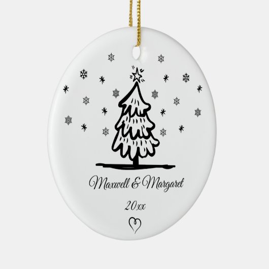 カップルパーソナライズされたが彼氏のクリスマスを命名 セラミックオーナメント (右)