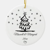 カップルパーソナライズされたが彼氏のクリスマスを命名 セラミックオーナメント (正面)