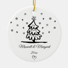 カップルパーソナライズされたが彼氏のクリスマスを命名 セラミックオーナメント