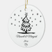 カップルパーソナライズされたが彼氏のクリスマスを命名 セラミックオーナメント (左)