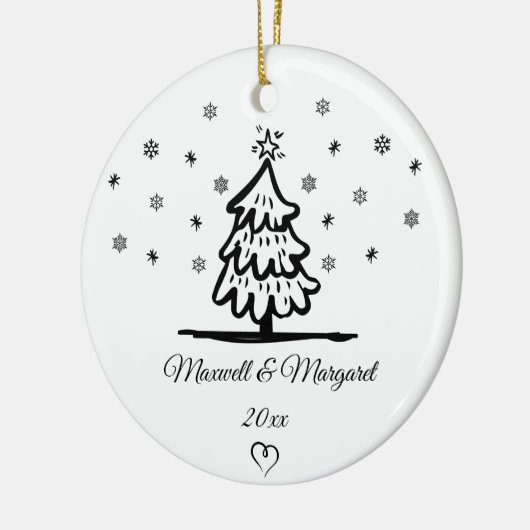 カップルパーソナライズされたが彼氏のクリスマスを命名 セラミックオーナメント (左)
