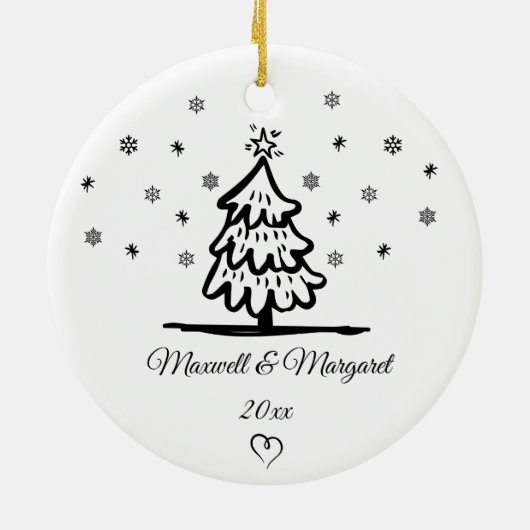カップルパーソナライズされたが彼氏のクリスマスを命名 セラミックオーナメント (裏面)