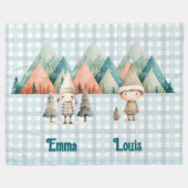 カップルパーソナライズされたのための可愛いクリスマスブランケット フリースブランケット (正面(横))