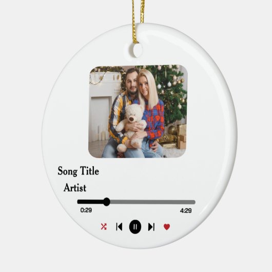 カップルパーソナライズされたのための歌の歌詞の写真 セラミックオーナメント (左)