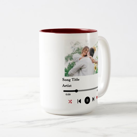 カップルパーソナライズされたのための歌の歌詞の写真 ツートーンマグカップ (正面右)
