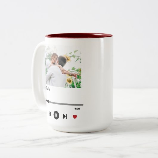 カップルパーソナライズされたのための歌の歌詞の写真 ツートーンマグカップ (正面左)