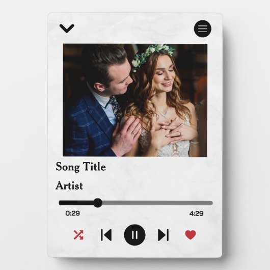 カップルパーソナライズされたのための歌の歌詞の写真 フォトプラーク (正面)