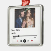 カップルパーソナライズされたのための歌の歌詞の写真 メタルオーナメント (左)