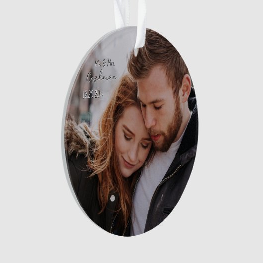 カップルパーソナライズされたのクリスマス写真 オーナメント (正面)