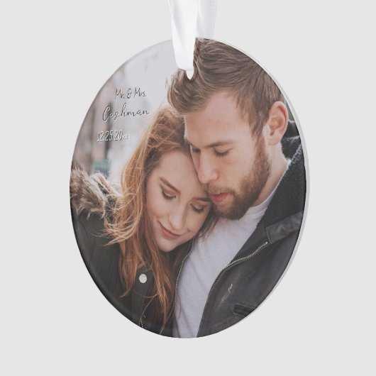 カップルパーソナライズされたのクリスマス写真 オーナメント (正面)