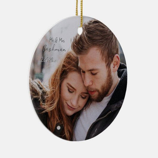カップルパーソナライズされたのクリスマス写真 セラミックオーナメント (右)