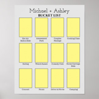 カップルパーソナライズされたのバケットリスト ポスター