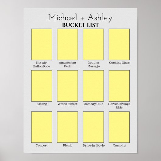 カップルパーソナライズされたのバケットリスト ポスター (正面)