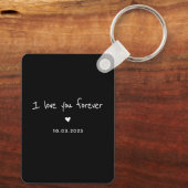 カップルパーソナライズされたのフォトスクリプトと日付 キーホルダー (裏面)