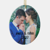 カップルパーソナライズされたのモノグラム写真オーナメント セラミックオーナメント (右)