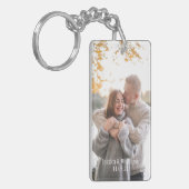 カップルパーソナライズされたの写真の名前と日付 キーホルダー (正面左)