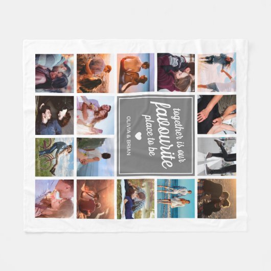 カップルパーソナライズされたの写真コラージュ フリースブランケット (正面(横))
