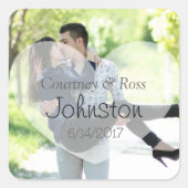 カップルパーソナライズされたの写真付き写真シール スクエアシール (正面)